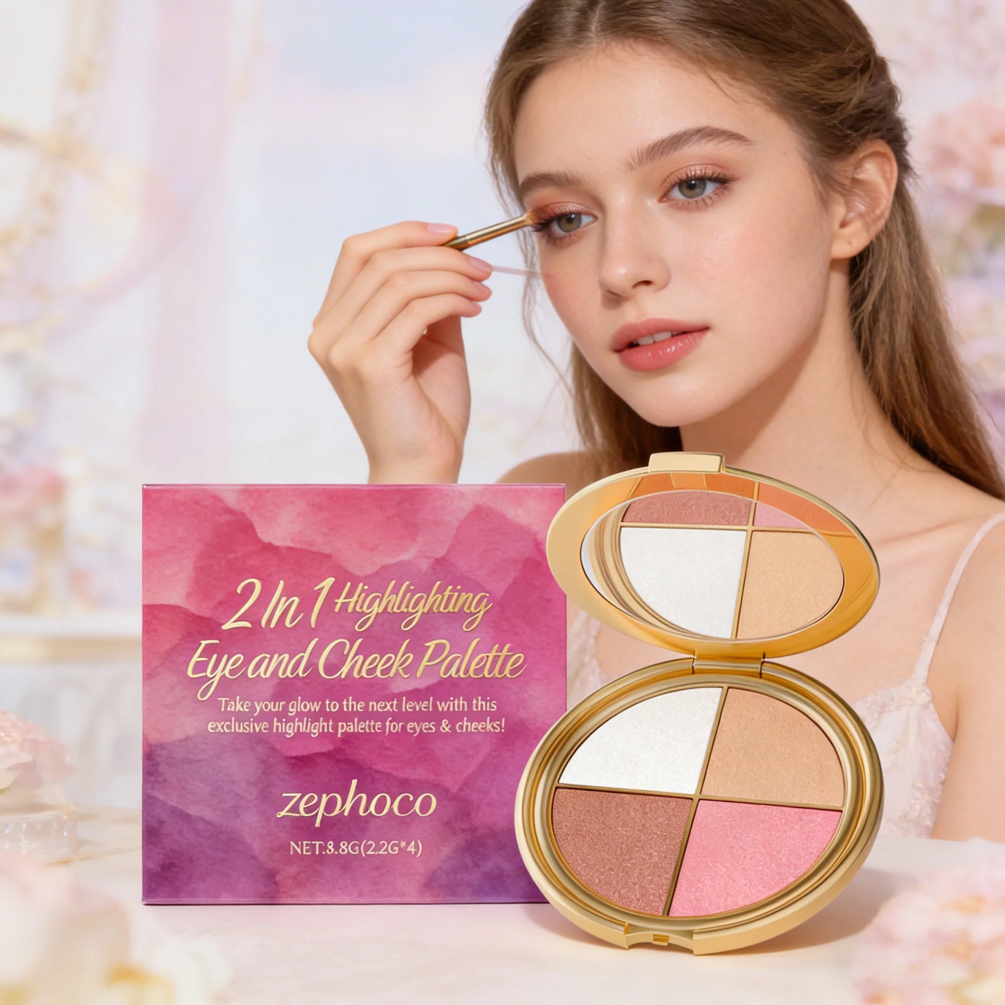 Eelhope 3-In-1 Highlighter Eyeshadow & Blush Face Palette Face Makeup Palette Zpaxo