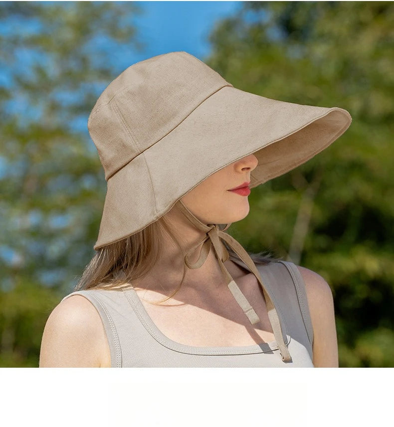 Strap fisherman hat with enlarged brim summer sun protection hat sun shading UV protection lightweight and breathable sun hat Zpaxo