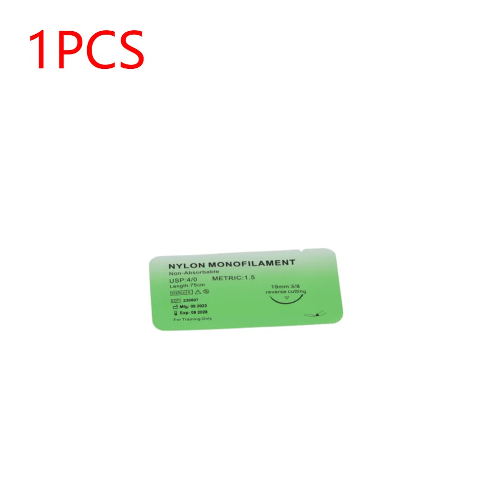 50-1PCS 4/0 Medical Thread Suture Nylon Silk Veterinary Practice Suture Kit Non-injured for Medical Students Education Zpaxo 1Pack