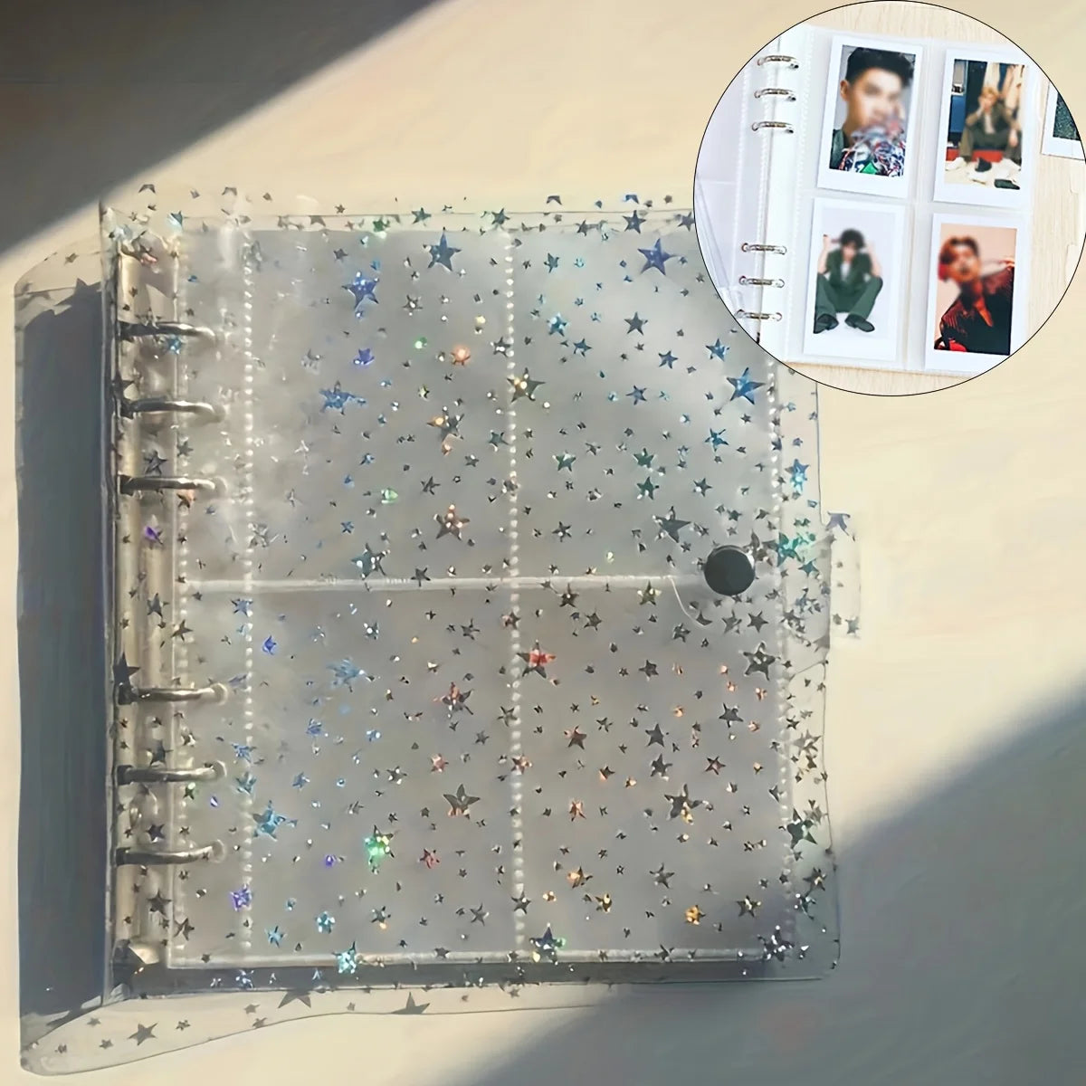 200-Slot 3-Inch Photo & Polaroid Card Album – Holographic Cover