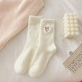 Women's Thickened Mink Fur Socks Pink Heart Embroidery Plush Zpaxo A2