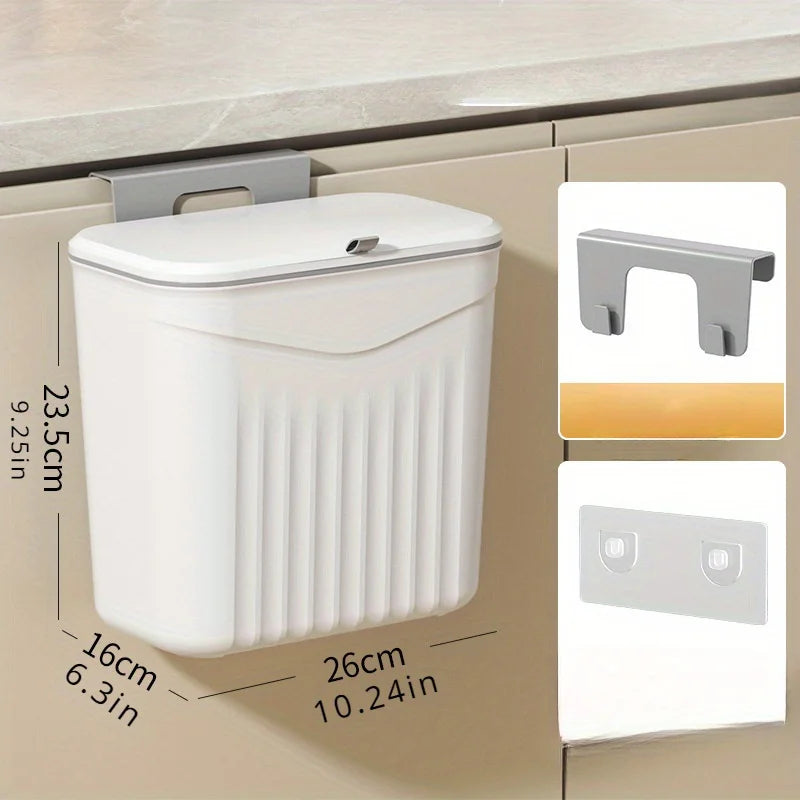 Effortless Cleanup Space-Saving White Wall-Mounted Trash Bin for Kitchen - Durable Plastic, Multi-Functional Garbage Storage Zpaxo