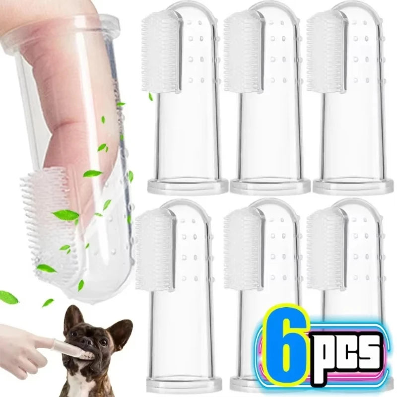 Silicone Pet Finger Toothbrush for Cats & Dogs – 1/3/6 Pack