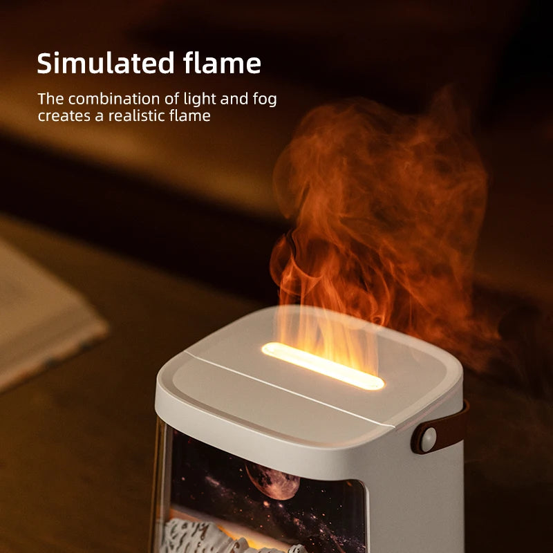 New Flame Aromatherapy Diffuser with Colourful Aurora Effect 200ml Remote Quite Fine Mist Air Humidifier for Table Decor Gifts Zpaxo