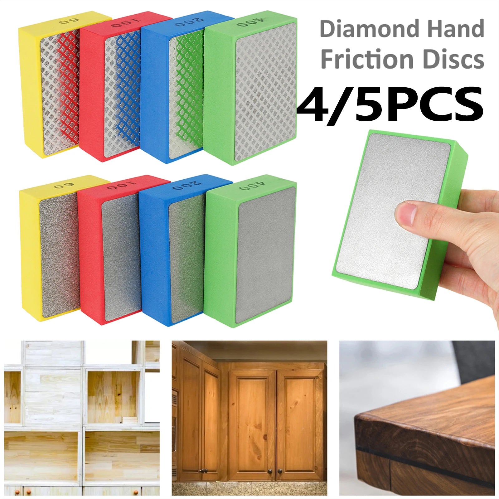 4/5pcs Diamond Hand Polishing Pads Set Tile Glass Abrasive Grinding Block Pad Stone Marble Ceramic Abrasive Grinding Block Pad Zpaxo