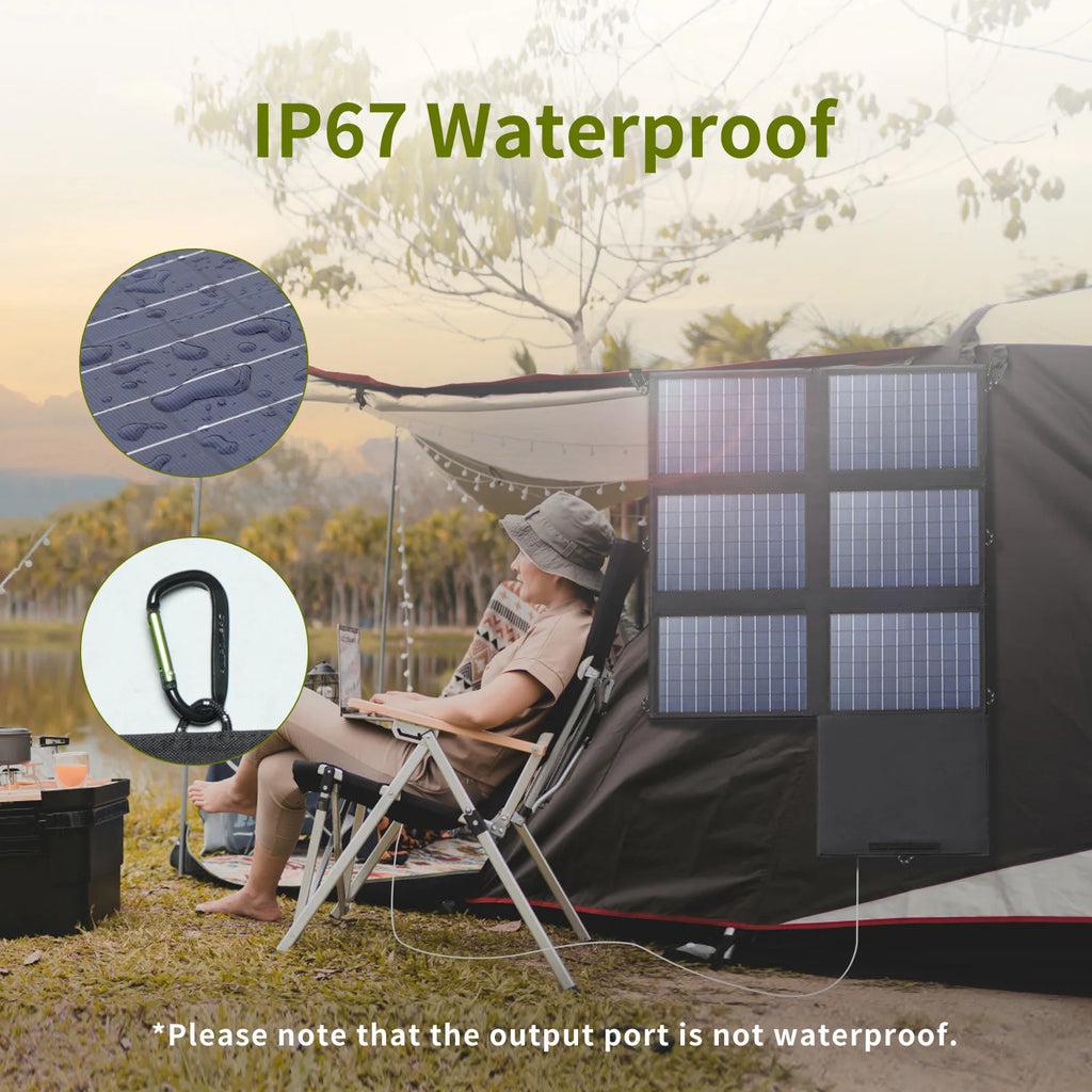 ALLPOWERS Solar Panel 60W Foldable Charger 18V DC+USB-C 60W+USB-A 2 Zpaxo