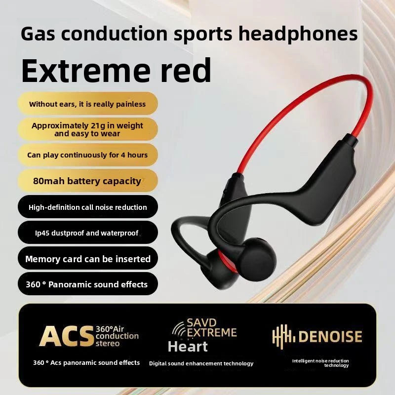 Bone Conduction Headset IPX8 MP3 32GB Bluetooth 5 3 Wireless Swimming Zpaxo black red