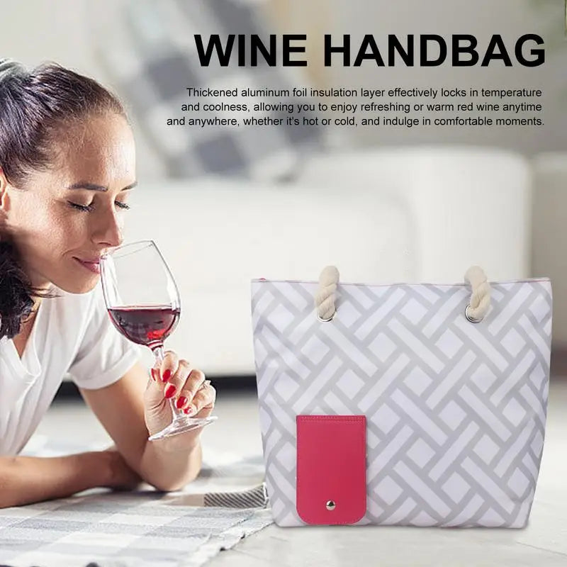 Beach Wine Purse With Hiddens Insulated Compartment Holds 2 Bottles Of Wine For Travel Insulated Cooler Bag Wine Tote Purse Zpaxo