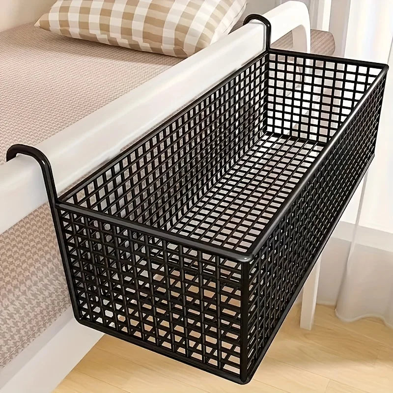 Iron Bedside Storage Basket Hanging Behind Dormitory Door