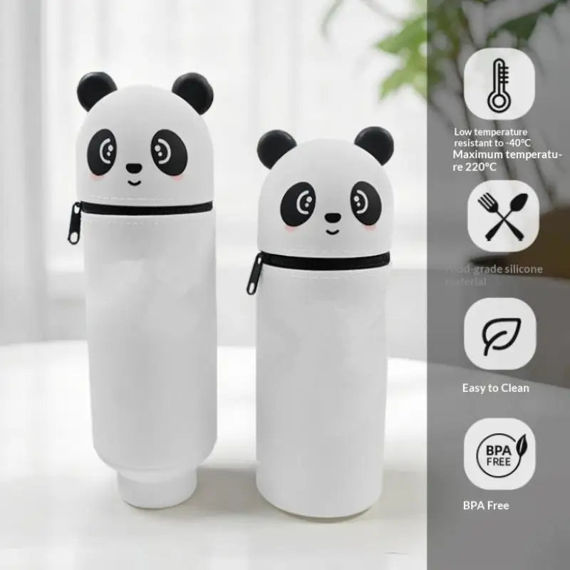 Panda Telescoping Silicone Pencil Case – High-Capacity Pen Holder