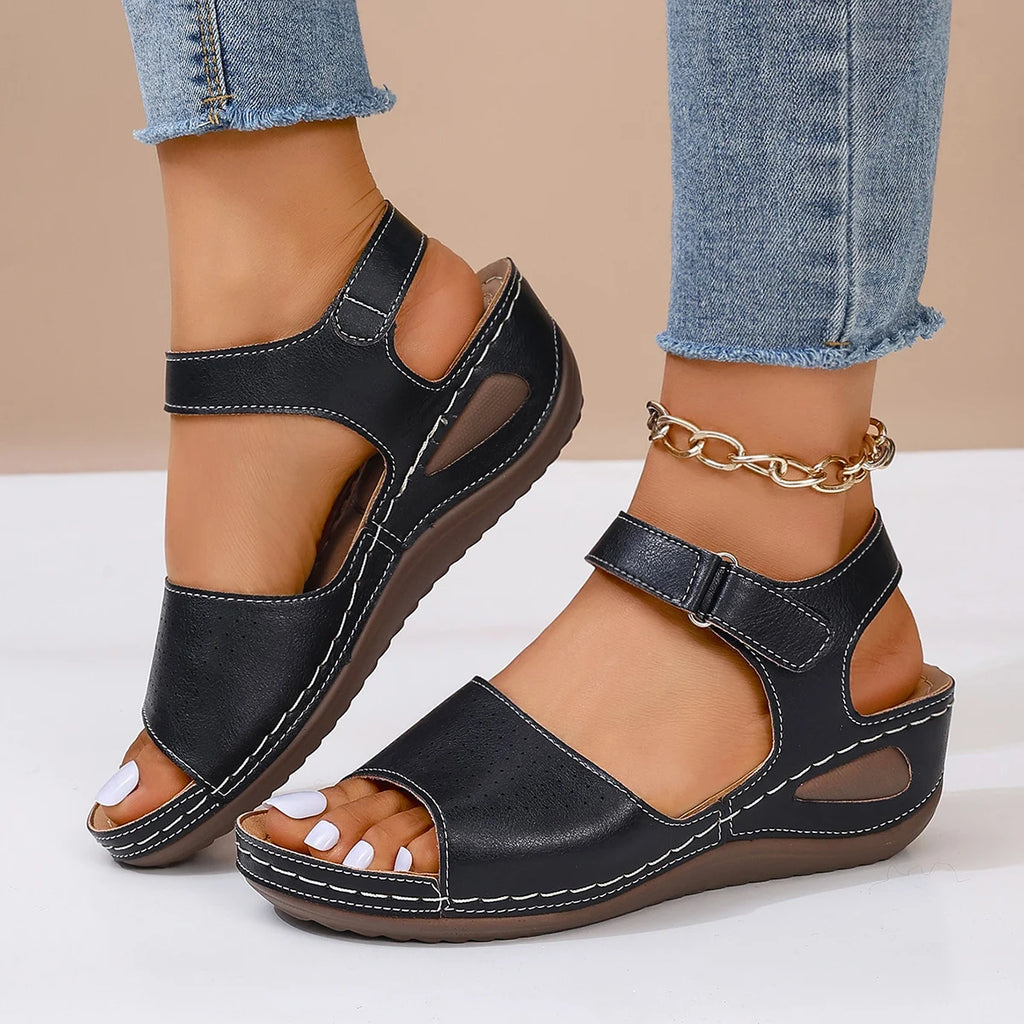 2026 Women Sandals Lightweight Casual Wedge Sandals for Women Summer Comfort Non Slip Walking Shoes Woman Fashion Beach Shoes Zpaxo black 41