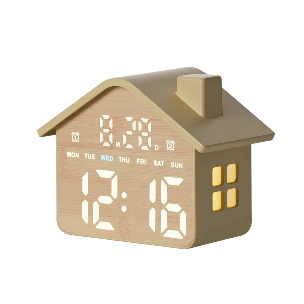 Led House Shaped Digital Alarm Clock Simple Electronic Small Night Zpaxo style K