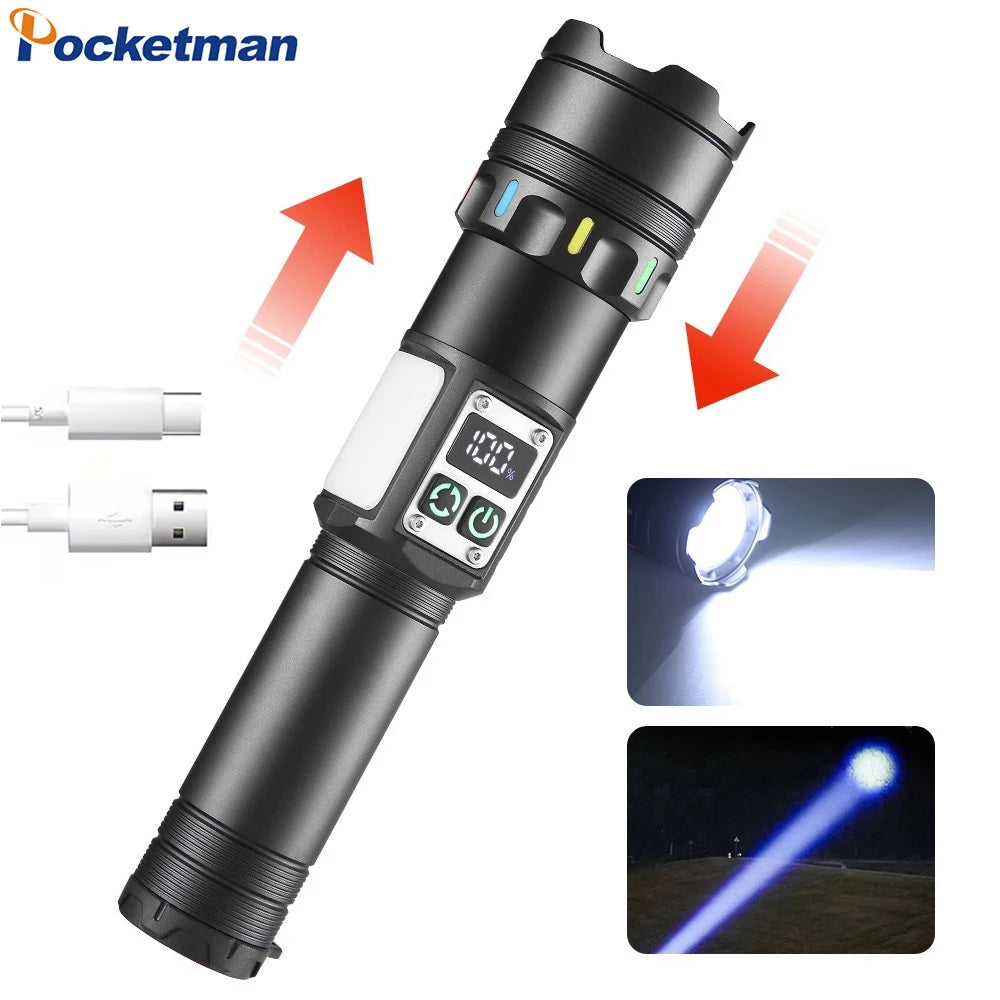 POCKETMAN 3800 Lumen Zoom LED Flashlight – USB Rechargeable Torch