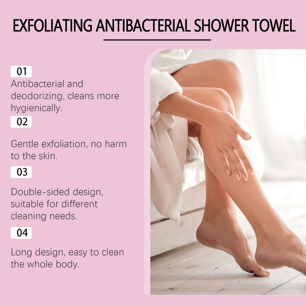 Exfoliating Back Scrubbing Towel | Carbon Fiber Bath Cloth Exfoliating Bath Towel Zpaxo