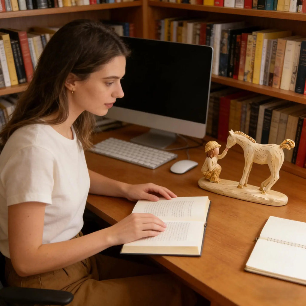 Horse Statue Resin Girl Home Decoration Animal Desk Bedroom Bookshelf