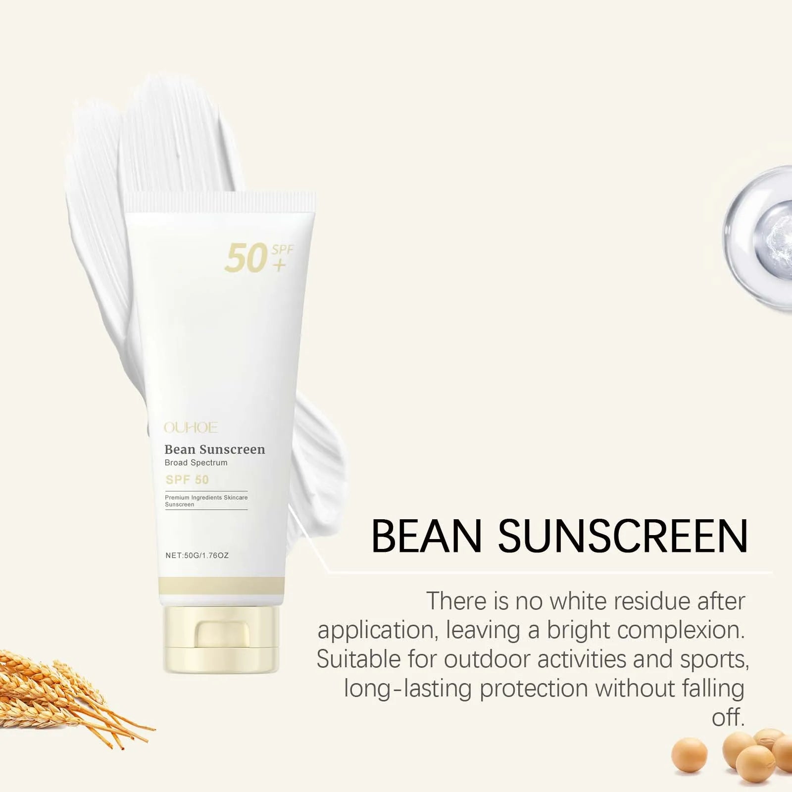 Ouhoe SPF 50+ Moisturizing Sunscreen UVA/UVB Broad Spectrum Moisturizing Sunscreen Zpaxo