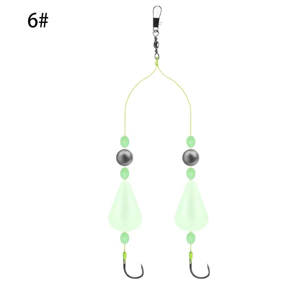Double Hook Carp Hair Rigs – Glow Night Float | Ready Made Carp Fishing Rig Zpaxo 6 size