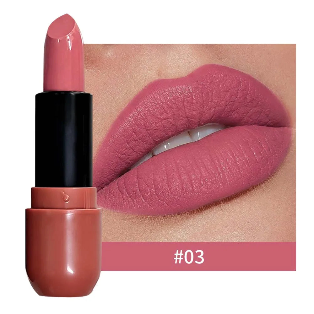High Pigment Velvet Lipstick, Waterproof Matte Lip Color, Soft Blur Finish, Non Sticky Long Wear Makeup Zpaxo 03