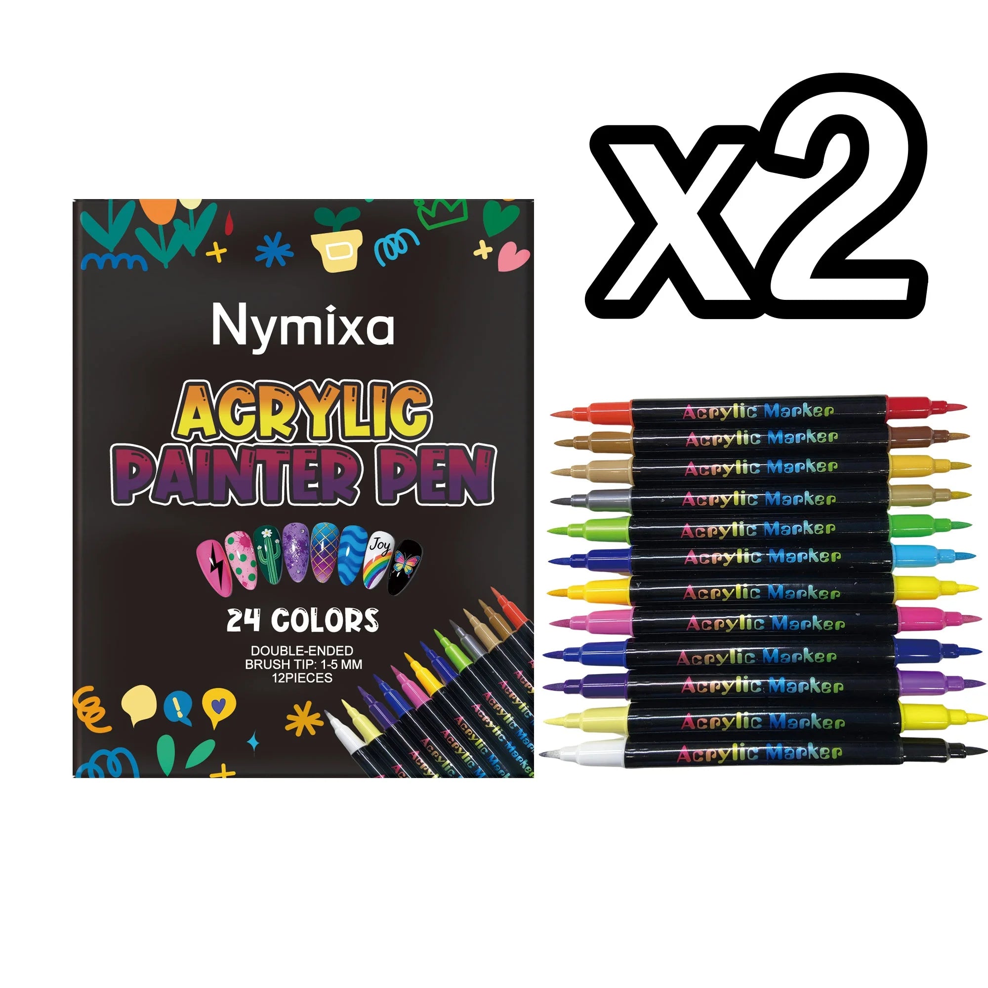 DIY Nail Art Decorations Kit Draw Delicate Art Designs Add Shiny Lasting Color Full Set Nail Art Tool Home DIY Manicure Design Zpaxo Nail Pen Kit x 2