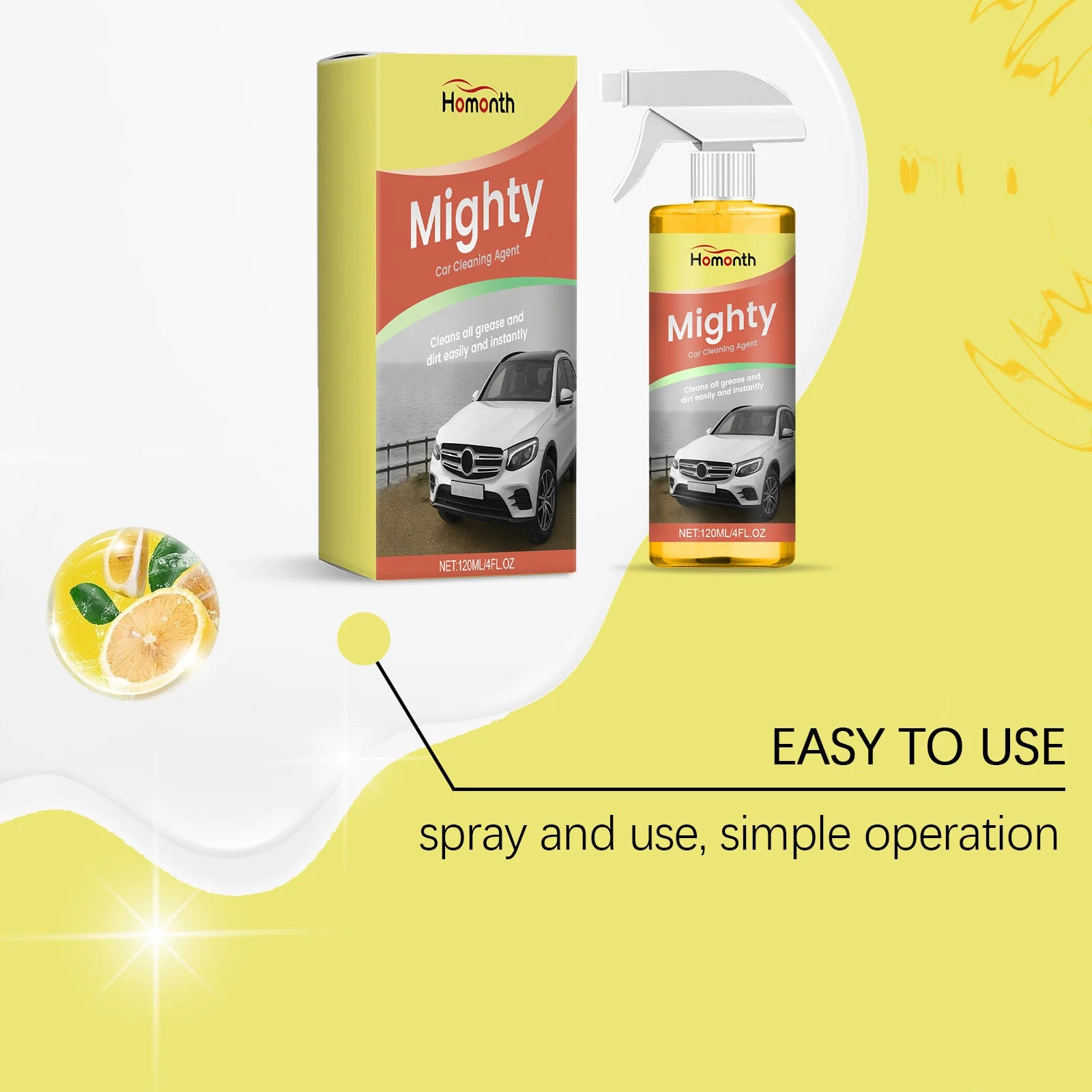 Homonth Mighty Car Cleaner Spray – Interior & Exterior 120ml Car Cleaning Spray Zpaxo
