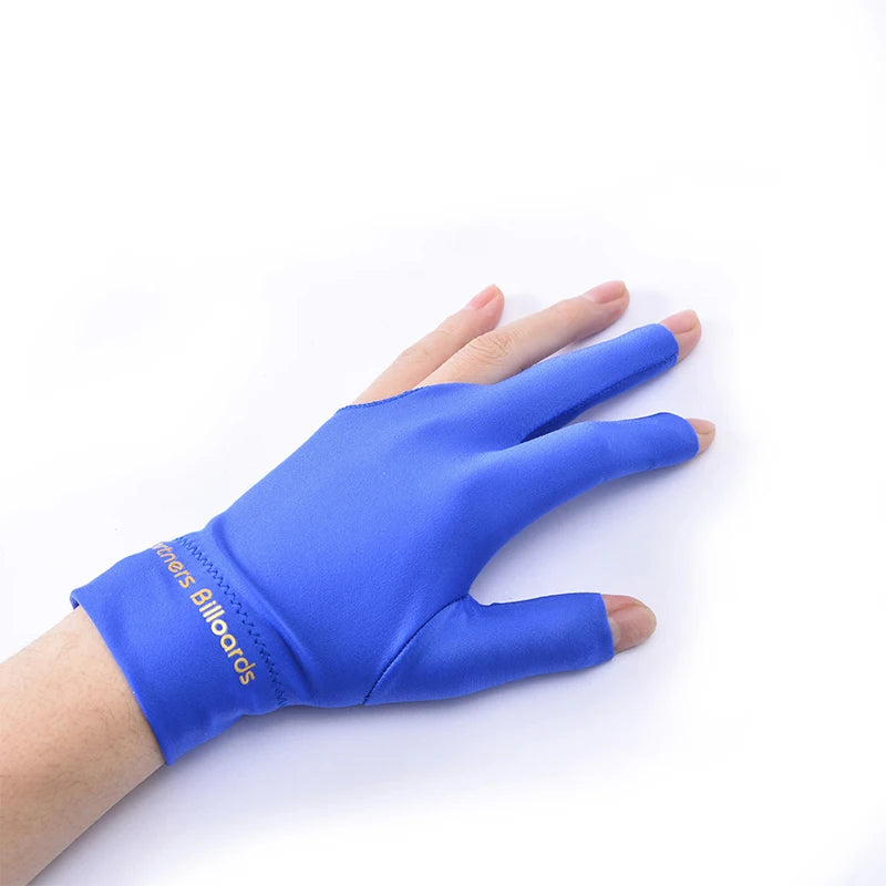 High Quality Spandex Snooker Billiard Cue Glove Pool Left Hand Open Three Finger Accessory Zpaxo Blue