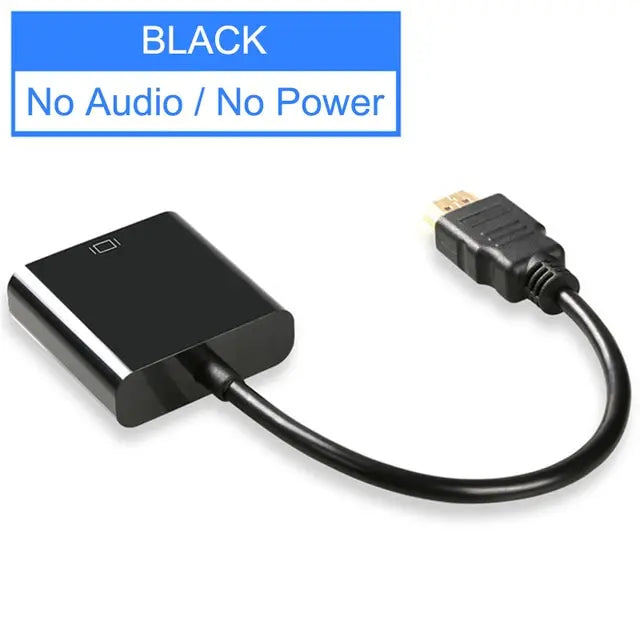 HD 1080P HDMI VGA Cable Converter Audio Power Supply Male Female Zpaxo black