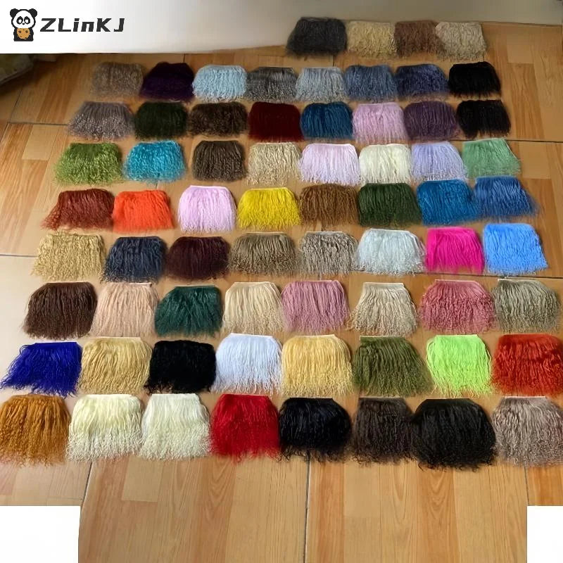 ▶1Pcs Dolls Accessories Mongolia Fur Sheepskin Wool Extensions Curly Texture Hair Row Curly Hair Extensions SD Blyth Wigs Hair Zpaxo