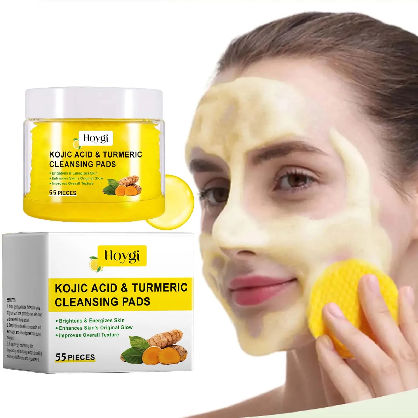 Turmeric Kojic Acid Cleansing Pads – Brighten & Exfoliate Skin Facial Cleansing Pads Zpaxo