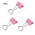 3Pcs Heart Pink Binder Clip Heart Shape Handle Metal Paper Clips for Office School Home Supplies Zpaxo 3Pcs
