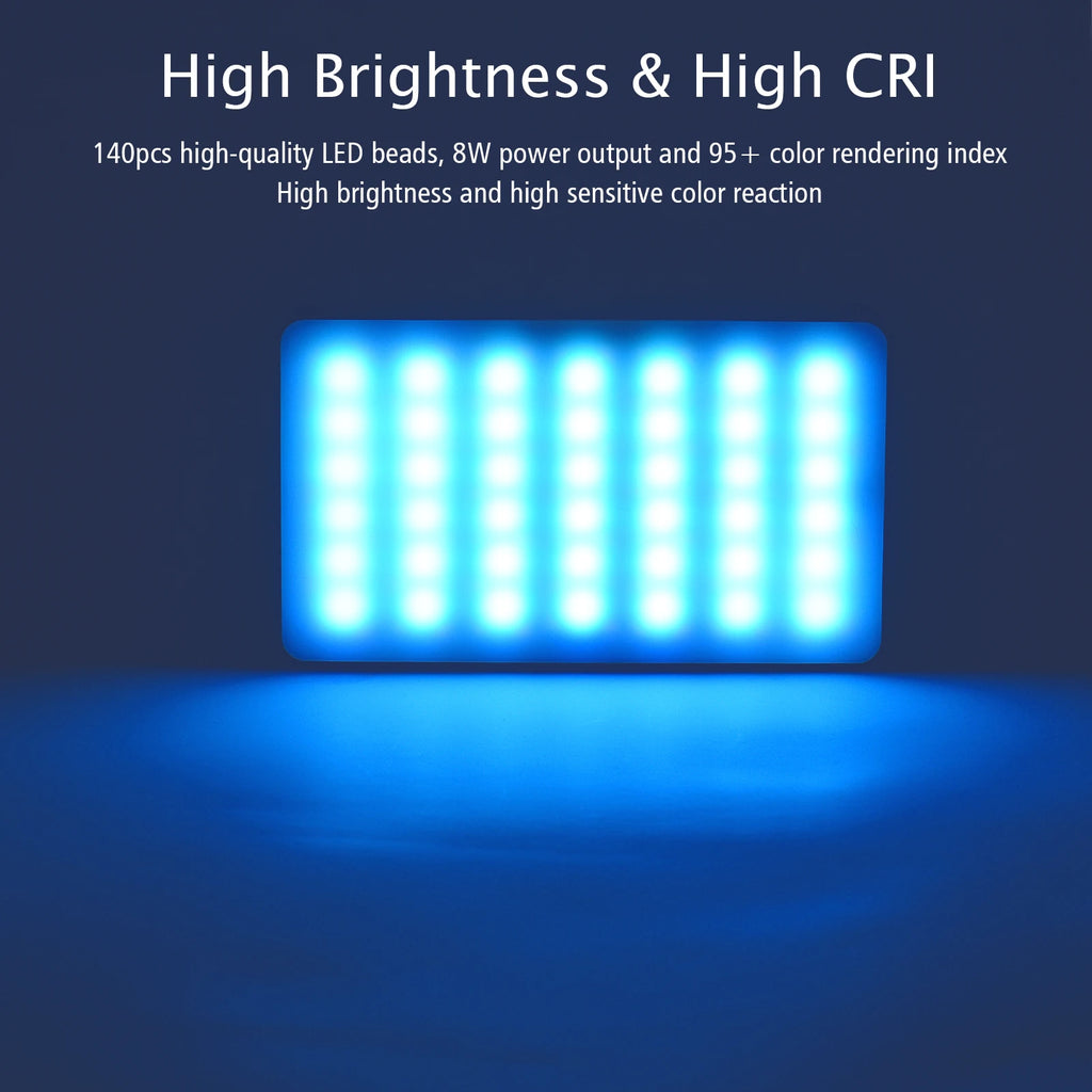 Andoer W140 RGB LED Video Light Rechargeable Photography Fill CRI95+