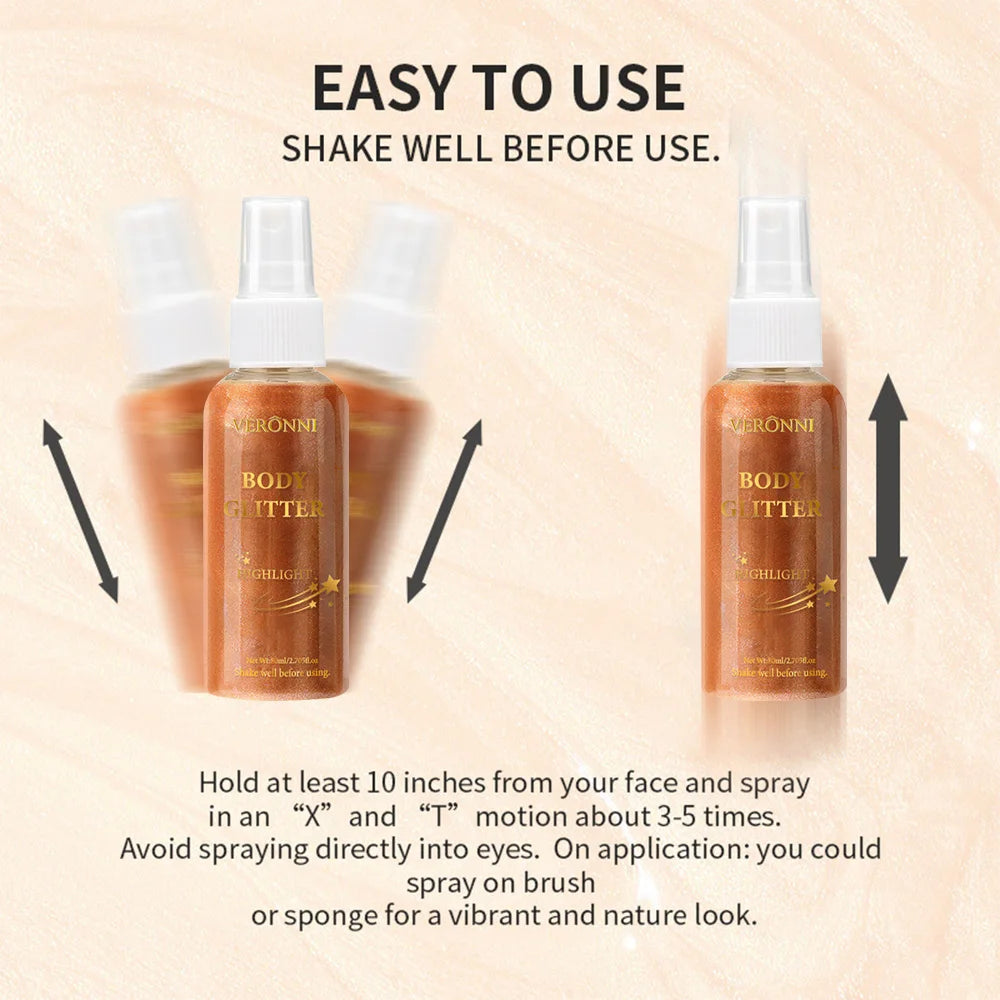 Liquid Body Highlighting Shimmer Oil Makeup 4 Glitter Spray Lotion Zpaxo
