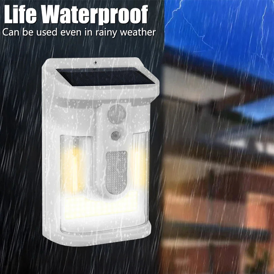Solar PIR Motion Sensor Wall Light – 18650 LED Outdoor Lamp