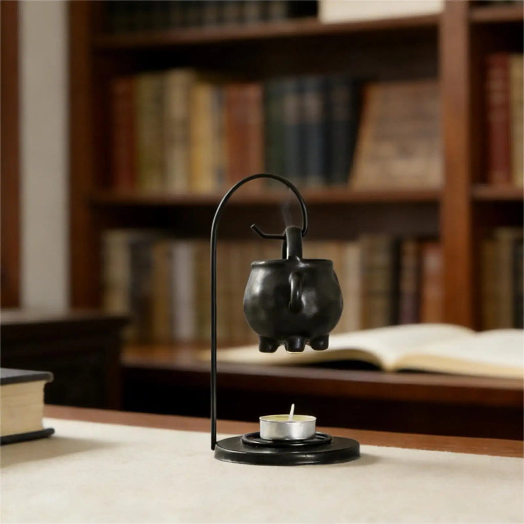 Wax Burner Ceramic Gothic Cauldron Handle Oil Diffuser Candle