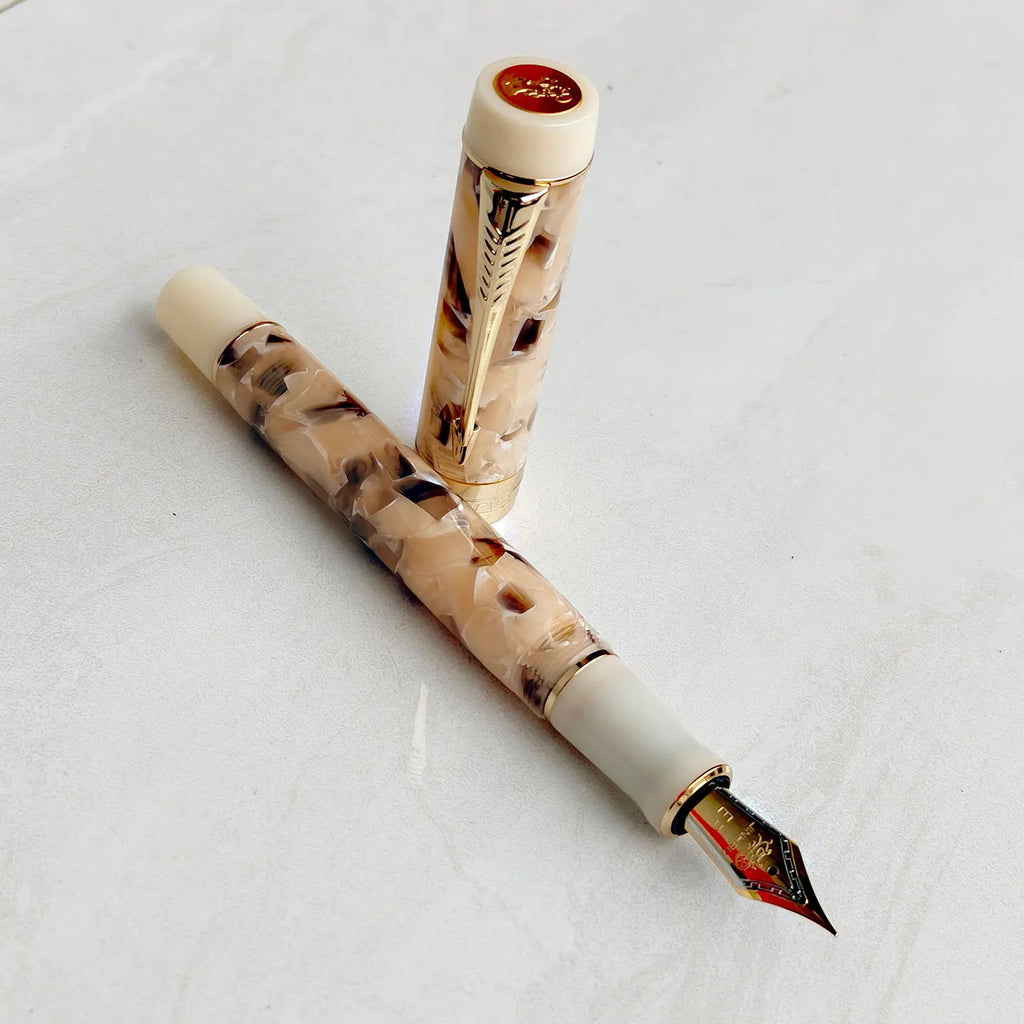Jinhao 100 Fountain Pen Commemorative Resin Good Pen Nib 18 KGP Gold Sandwiched Thin Tod Small Business Office Gift Pen Zpaxo