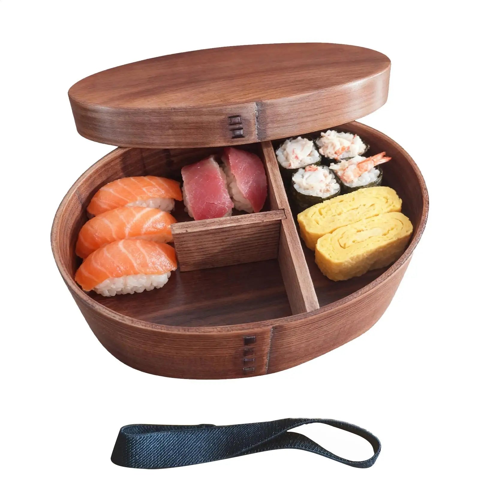 Japanese Lunch Box Adults Leakproof Divider Elastic Strap Snack