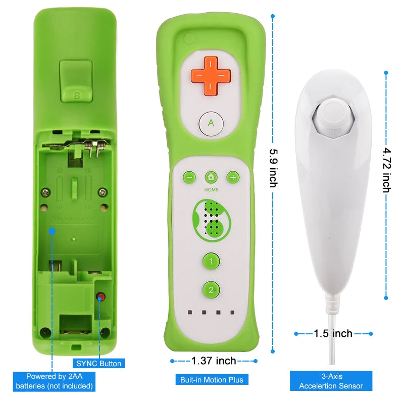 1 Pair Nunchuck Controller Motion Remote Wii Gamepad Nintendo Games