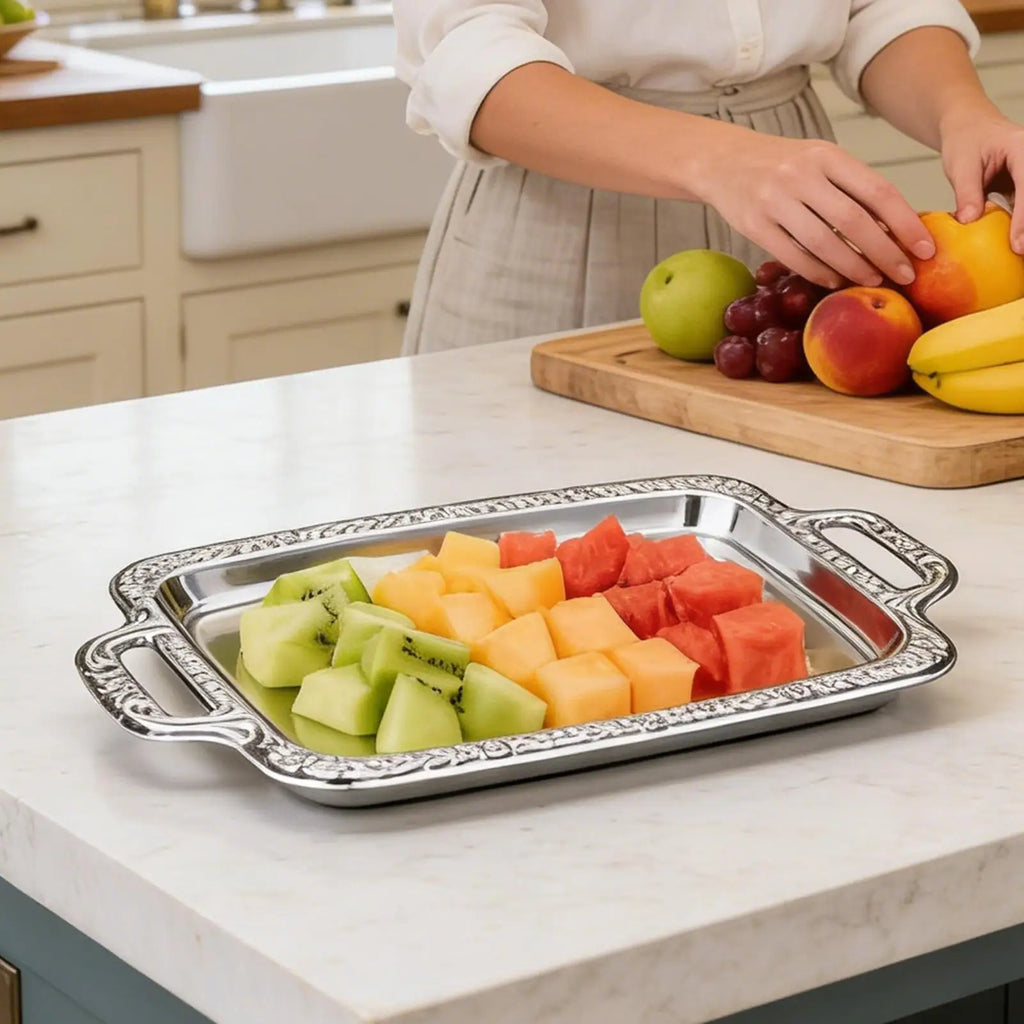 Stainless Tray Large Display Silver Table Decor Decorative Food