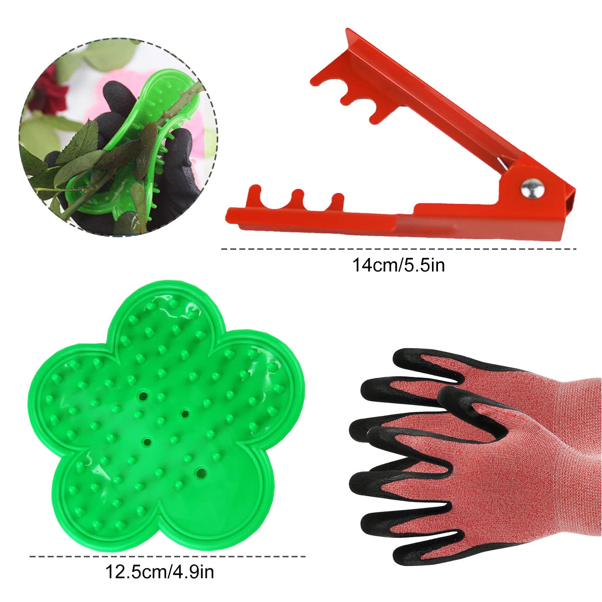 Rose Leaf Thorn Stripper Portable Garden Hand Tool Set Ergonomic Rose Thorn Remover Tool Labor-saving with Gloves for Gardening Zpaxo Set1