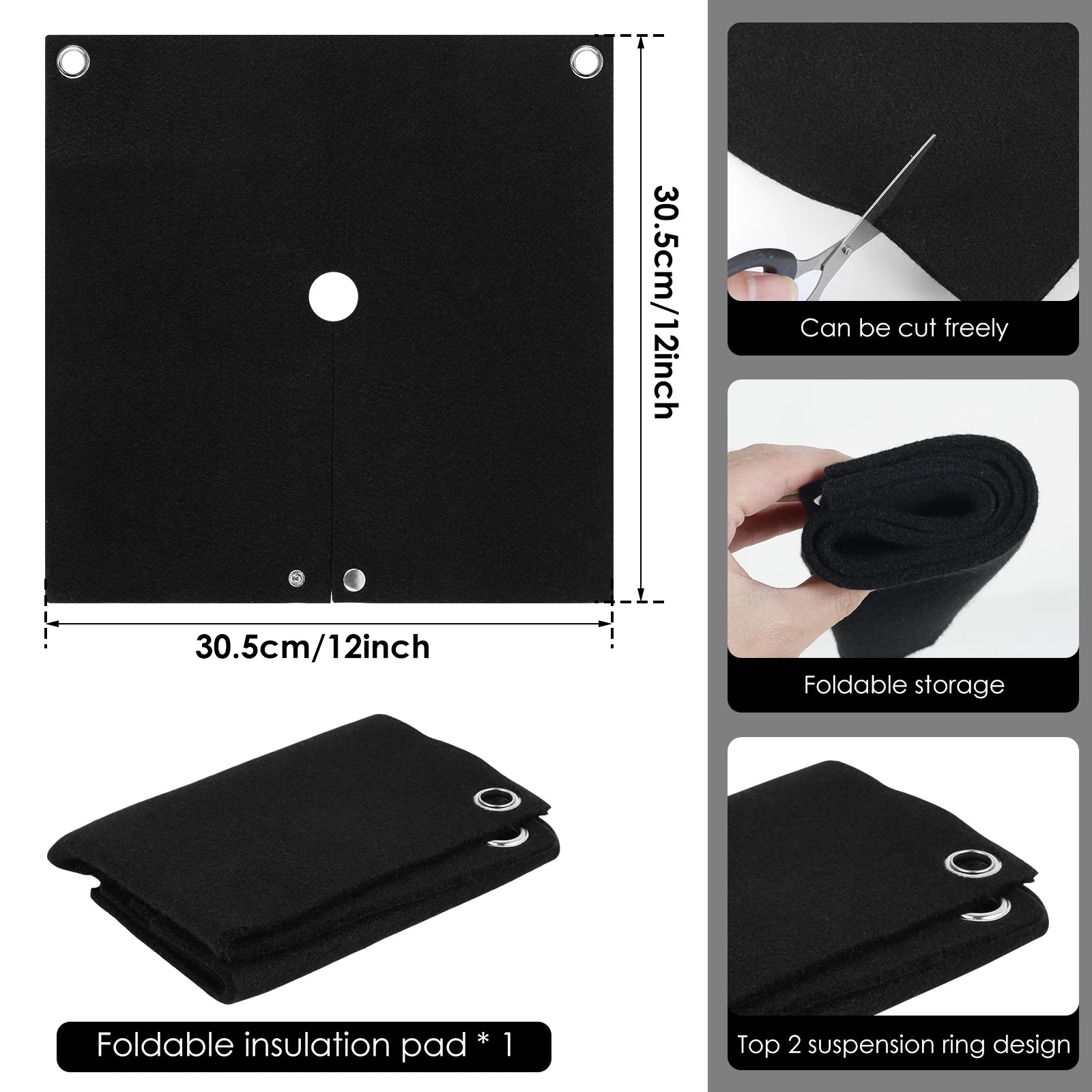 1/2/5Pcs Fireproof Welding Protective 1800°F Blanket High Temp Insulation Retardant Carbon Felt Blankets for Metal Working 2025 Zpaxo black 5PCS