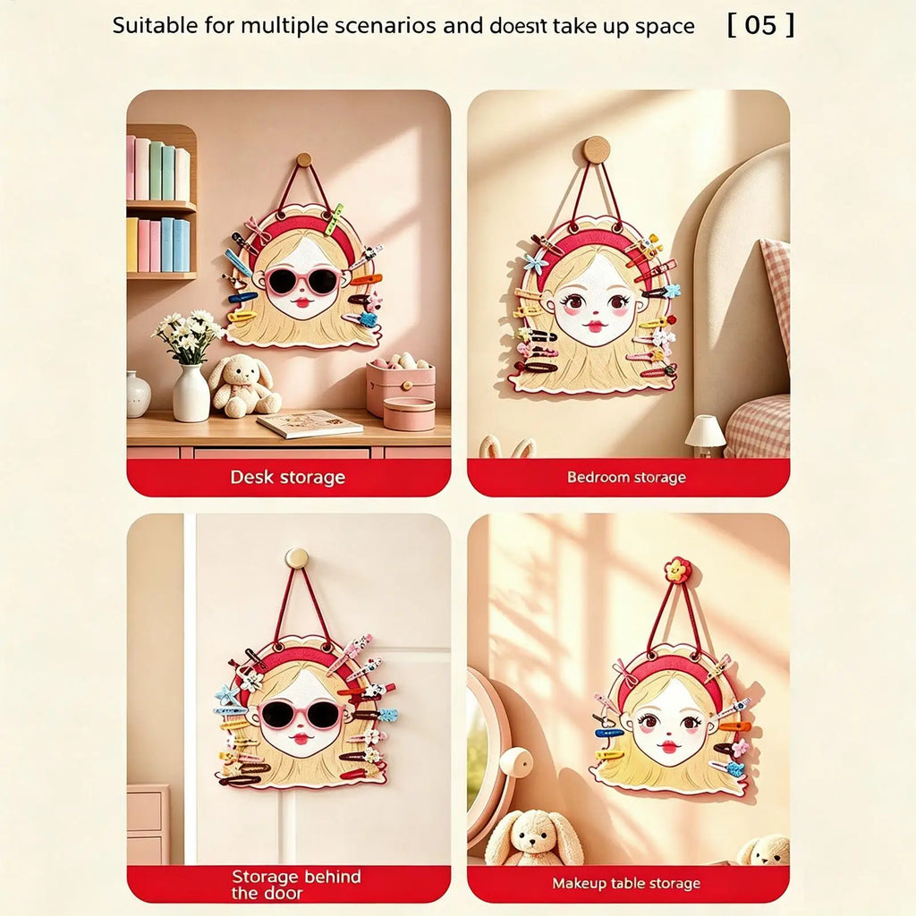 Hair Clip Holder Wall Mounted Organizer Girls Sunglasses Storing Rack