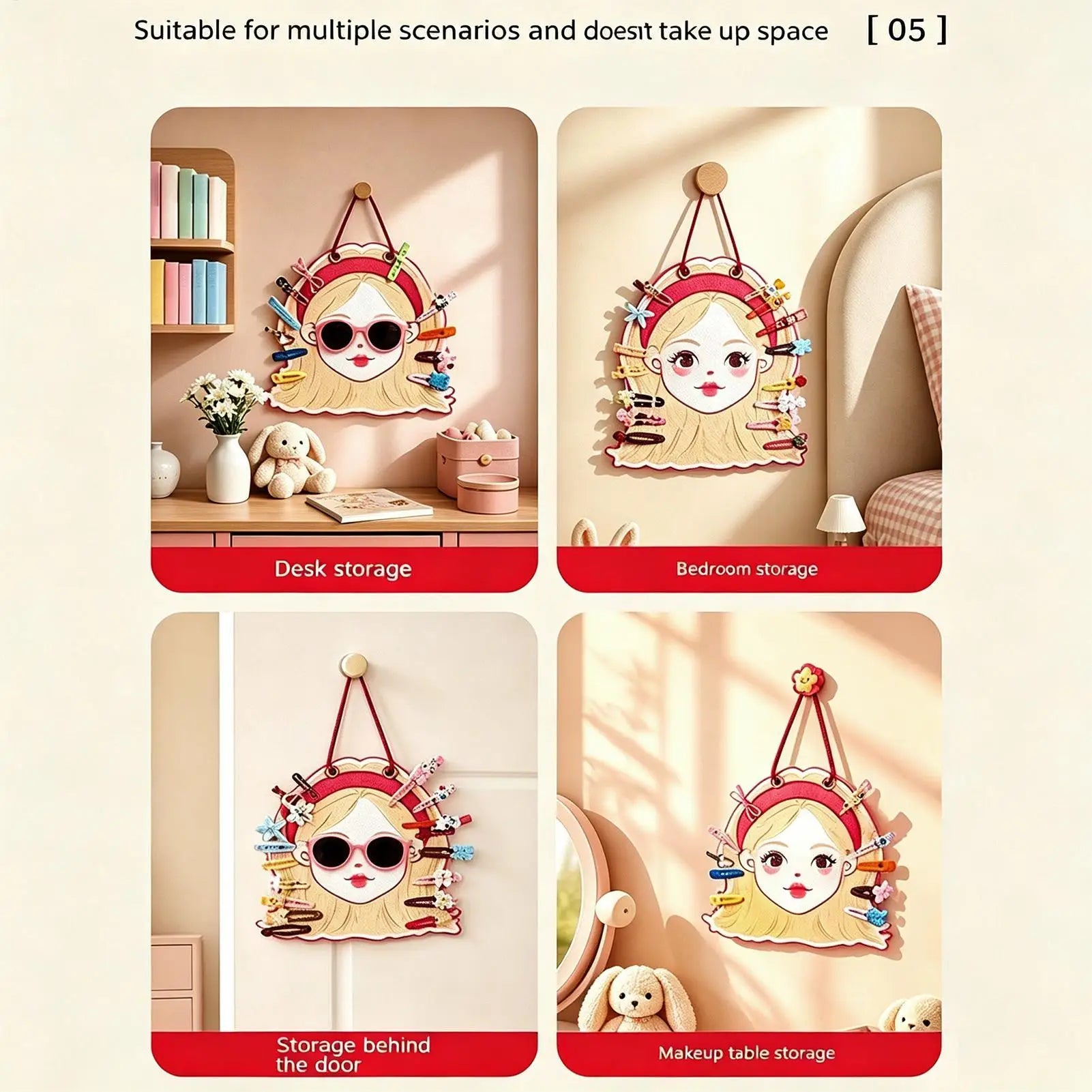 Hair Clip Holder Wall Mounted Organizer Girls Sunglasses Storing Rack