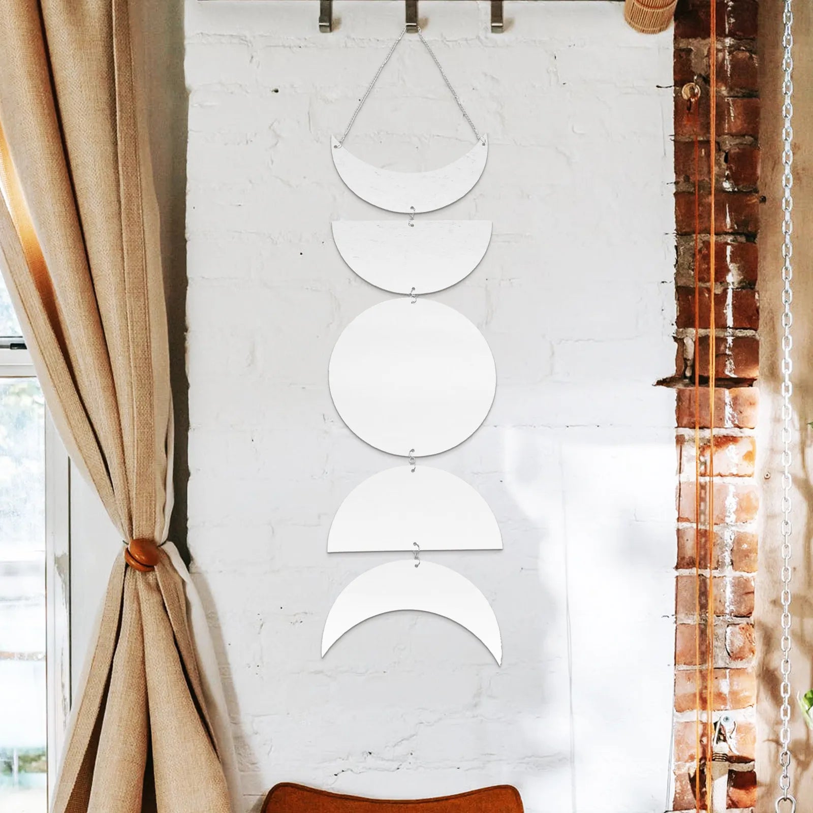 Acrylic Moon Phase Hanging Mirror Decorative Wall Pendant Bedroom