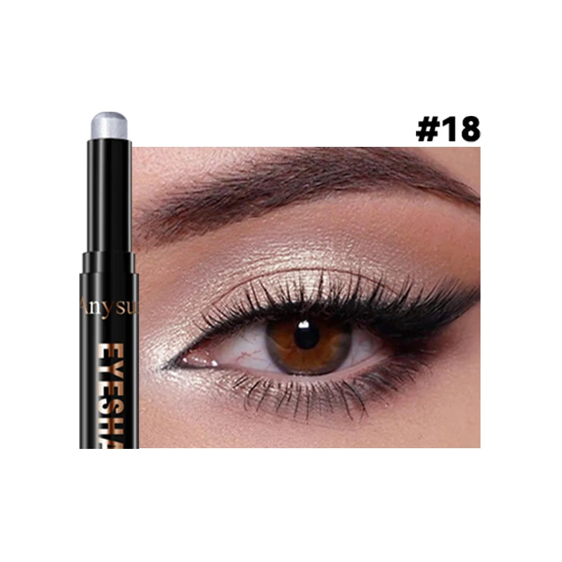 Pearl Metallic Eyeshadow Stick Sparkle Highlight One-Swipe Lazy Eye Shadow Highlighter Brightener Bold Multicolor 3D Eyes Makeup Zpaxo 18