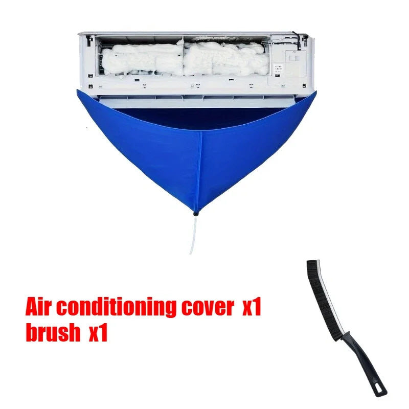 100cm Thickened Cleaner Air Coditioning Cleaning Cover Bag PVC with Water Pipe Home 1-1.5P Split Hanging Air Conditioner Tools Zpaxo 2pcs-cloth-brush
