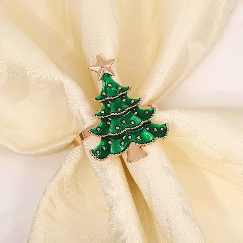 Christmas Napkin Rings Set of 6 – Festive Xmas Table Decor Holiday Napkin Rings Zpaxo