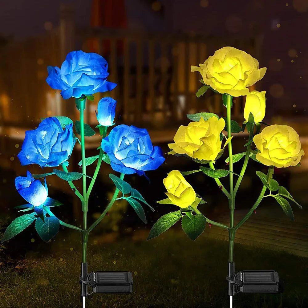 5 Heads Rose Solar Lamp Lights Outdoor Decoration Garden Lights for Yard Patio Garden Wedding Decor Fairy Lights Gardening Zpaxo