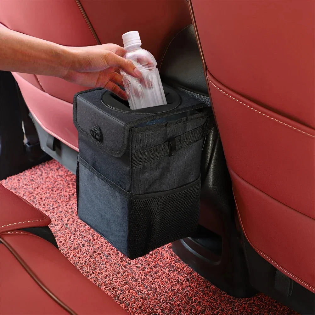 Car Trash Can Lid Leakproof Bin Garbage Collapsible Automotive Truck