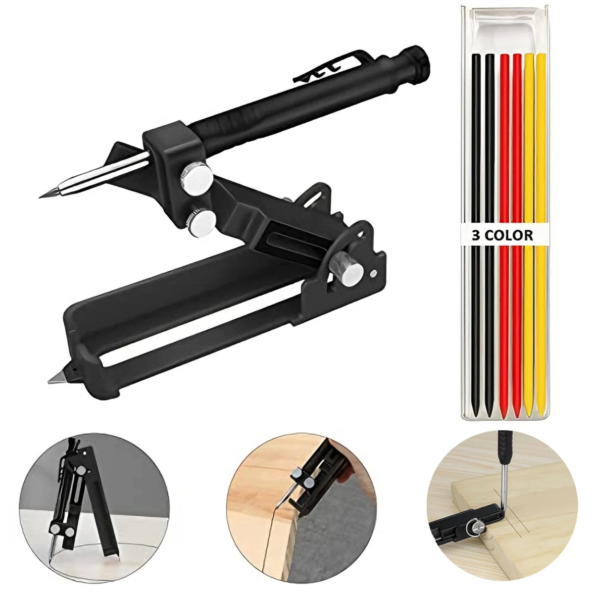 Adjustable Scribing Tool & Tile Layout Gauge – 6 Pencils Kit