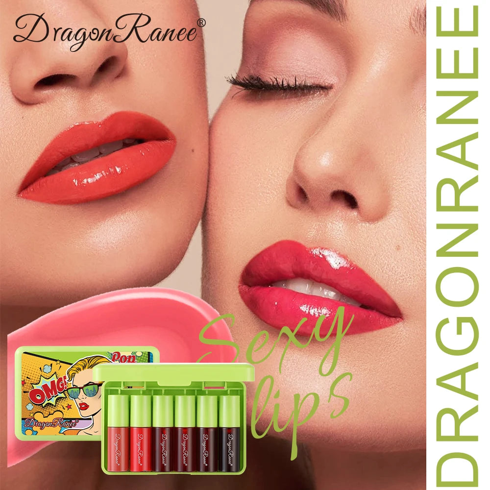 6-Piece Lipstick Set, Easy to Apply, Non-Stick, Moisturizing Lip Gloss in Red, Brown, Pink, Base Lip Gloss, Holiday Makeup, Performance, Gift Lip Gloss Set Zpaxo