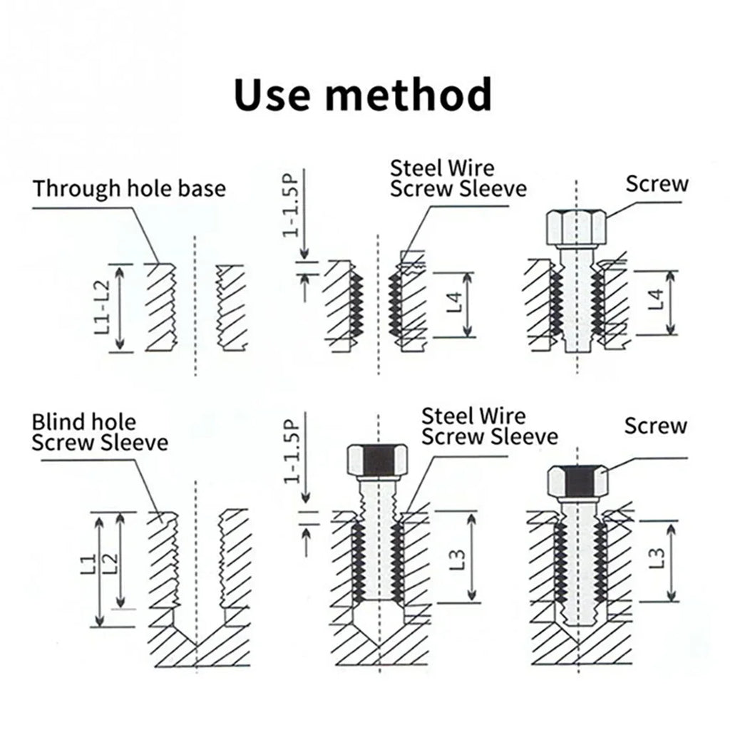 60Pcs Wire Thread Insert M3 M4 M5 M6 M8 M10 M12 Fastening Thread Insert Stainless Steel Spiral Wire Screw Sleeve Wear Repair Kit Zpaxo